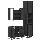 ZNTS 3 Piece Bathroom Furniture Set Black Engineered Wood 3301075