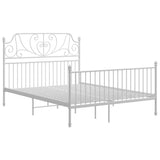 Bed Frame White Powder-coated metal Double Durable Bed Frame 324851