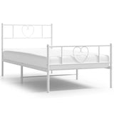 Metal Bed Frame without Mattress with Footboard White 107x203cm 355526