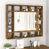 Mirror Cabinet with LED Smoked Oak 91x15x76.5 cm 820448
