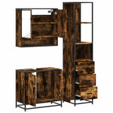 ZNTS 3 Piece Bathroom Furniture Set Smoked Oak Engineered Wood 3301157