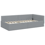 Corner Bed Frame Light Grey 90 cm x 190 cm Velvet 42016035