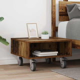Side Table with Wheels Old Wood 50.5 x 50 x 30 cm 891030