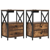 Bedside Cabinet with Drawer 2 pcs Smoked Oak 40 x 31 x 60 cm 859565