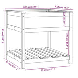 Planter with Shelf Black 82.5x82.5x81 cm Solid Wood Pine 823798