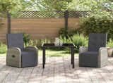 Garden Dining Set with Cushion 3 pcs Grey Poly Rattan 3379499