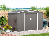 7ft x 4ft Lockable Garden Metal Storage Shed Storage Roofed Tool Metal Shed w/ Air Vents Steel Grey T3398P377669