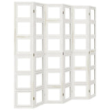Room Divider 6 Panels White Solid Wood Paulownia 358700