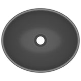 Luxury Basin Oval-shaped Matt Dark Grey 40x33 cm Ceramic 146928