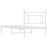 Metal Bed Frame without Mattress with Headboard White 90x190cm 374380