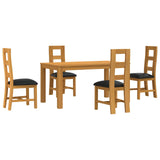 Dining Set 5 pcs Black Solid Oak Wood 3430361