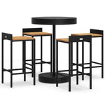5 Piece Garden Bar Set Black Poly Rattan&Solid Wood Acacia 3187716
