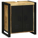 Bathroom Furniture Set 3 pcs Brown and Black Solid Mango Wood 3305624