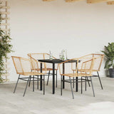 5 Piece Garden Dining Set Brown Poly Rattan Glass 3334591