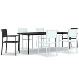 7 Piece Garden Dining Set Black and White 3099279