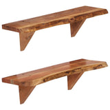 Wall Shelf Set of 2 Natural wood Solid acacia wood Medium 247927