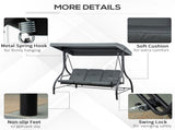 3 Seater Canopy Swing Chair, 2 in 1 Garden Swing Seat Bed, with Adjustable Canopy and Metal Frame, T3398P314658
