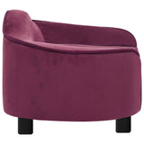 Dog Sofa Burgundy Plush, Solid Pinewood, Foam Medium Dog Sofa 171089