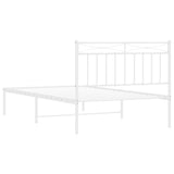 Metal Bed Frame without Mattress with Headboard White 100x200cm 373735