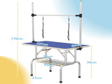 42" Dog Grooming Table, Adjustable Pet Cat Drying Beauty Table with 2 Loops Storage Basket, Rubber T3398P376422