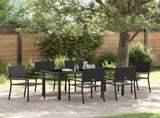 Garden Dining Set with Cushion 7 pcs Black Poly Rattan 3379706