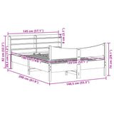 ZNTS Bed Frame with Headboard White 135x190 cm Double Solid Wood Pine 3307060