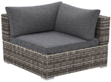 Outdoor PE Rattan Corner Sofa, Garden Wicker Furniture Single Sofa Chair w/ Cushions, Deep Grey T3398P320181