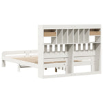 ZNTS Bookcase Bed without Mattress White 150x200 cm King Size Solid Wood Pine 3308880