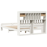 ZNTS Bookcase Bed without Mattress White 150x200 cm King Size Solid Wood Pine 3308880