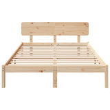 Bed Frame with Headboard Natural 140 x 200 cm Solid Pine Wood 872104