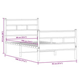 Metal Bed Frame without Mattress Sonoma Oak 90x190 cm Single 4017112