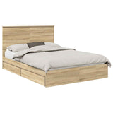 Storage Bed with Drawer Sonoma Oak 160 x 200 cm Engineered Wood 3409533