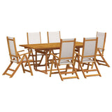 7 Piece Garden Dining Set Solid Wood Acacia and Textilene 3279289
