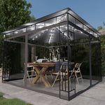 ZNTS Gazebo with Mosquito Net&LED String Lights 3x3x2.73m Anthracite 3070316