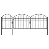 Garden Fence Gate with Arched Top Grey 4 x 1.25 m Steel 42008954