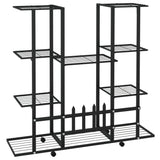 ZNTS Flower Stand with Wheels 94.5x24.5x91.5 cm Black Iron 343121