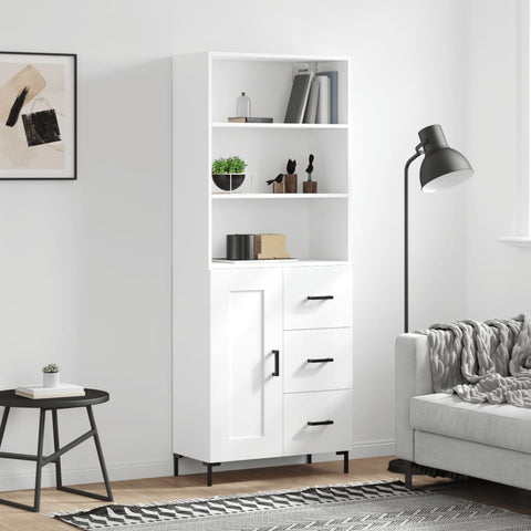 Highboard White 69.5x34x180 cm Engineered Wood 3190021