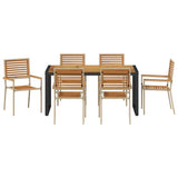 Garden Dining Set 7 pcs Beige and Brown Poly Rattan 3365480