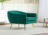 Velvet-Feel Shell Back Accent Chair - Green T3398P328128