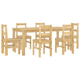 ZNTS 7 Piece Dining Set Panama Solid Wood Pine 3345191