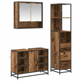 Bathroom Furniture Set with Door 3 pcs Old Wood Engineered Wood 3402569