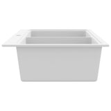 ZNTS Overmount Kitchen Sink Double Basin Granite Cream White 141677
