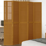 Room Divider 5 Panels Brown Solid Wood Paulownia 358823