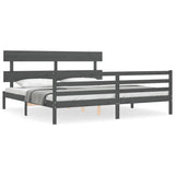 Bed Frame without Mattress Grey 200x200 cm Solid Wood 3195113