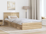 Bed Frame with Headboard Sonoma 90 x 190 cm Solid Pine Wood 3410656