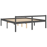 ZNTS Senior Bed without Mattress Grey 200x200cm Solid Wood Pine 810636