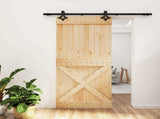Sliding Door Natural and Black 95 x 210 cm Solid Pine Wood 3445077
