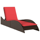 Sun Lounger with Cushion Brown 60x205x73 cm Poly Rattan 368285