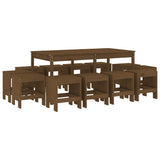 13 Piece Garden Dining Set Honey Brown Solid Wood Pine 3157724