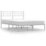 Metal Bed Frame without Mattress with Headboard White 150x200cm 355318